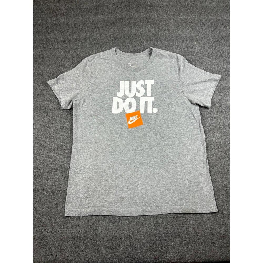 Nike "Just Do It" Men's T-Shirt Gray Size Large Short Sleeve Athletic